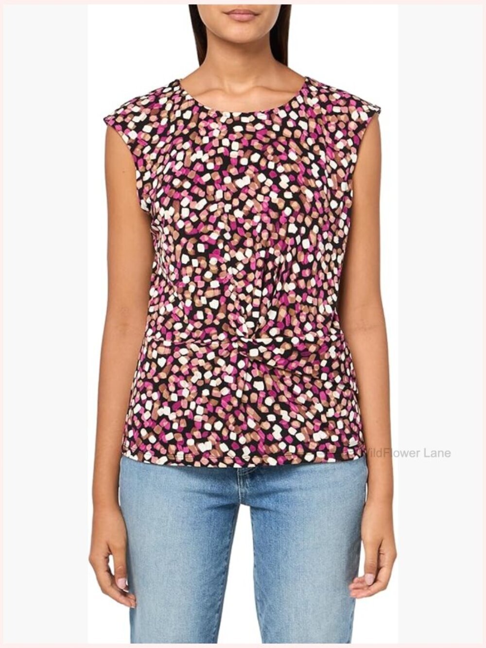 Sleeveless Textured Knit Blouse Round Neck Tank Top